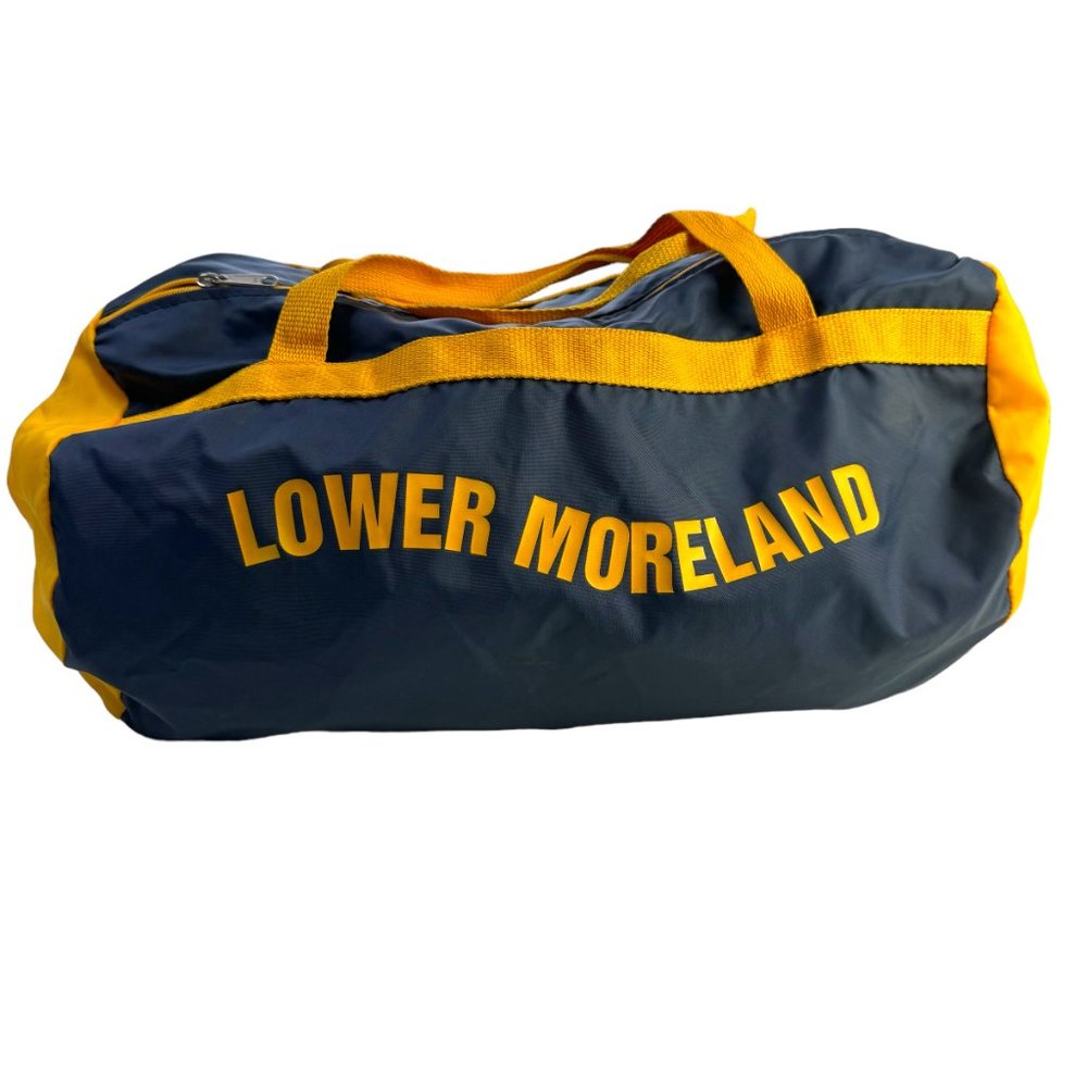 Vintage Lower Moreland Duffle Gym Bag Green Yellow Zip Closure Travel